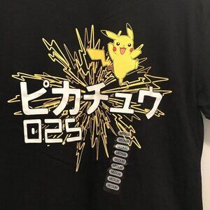 Pokemon Pikachu Black Lightning Bolt Kanji Video Game Graphic Tee T Shirt new